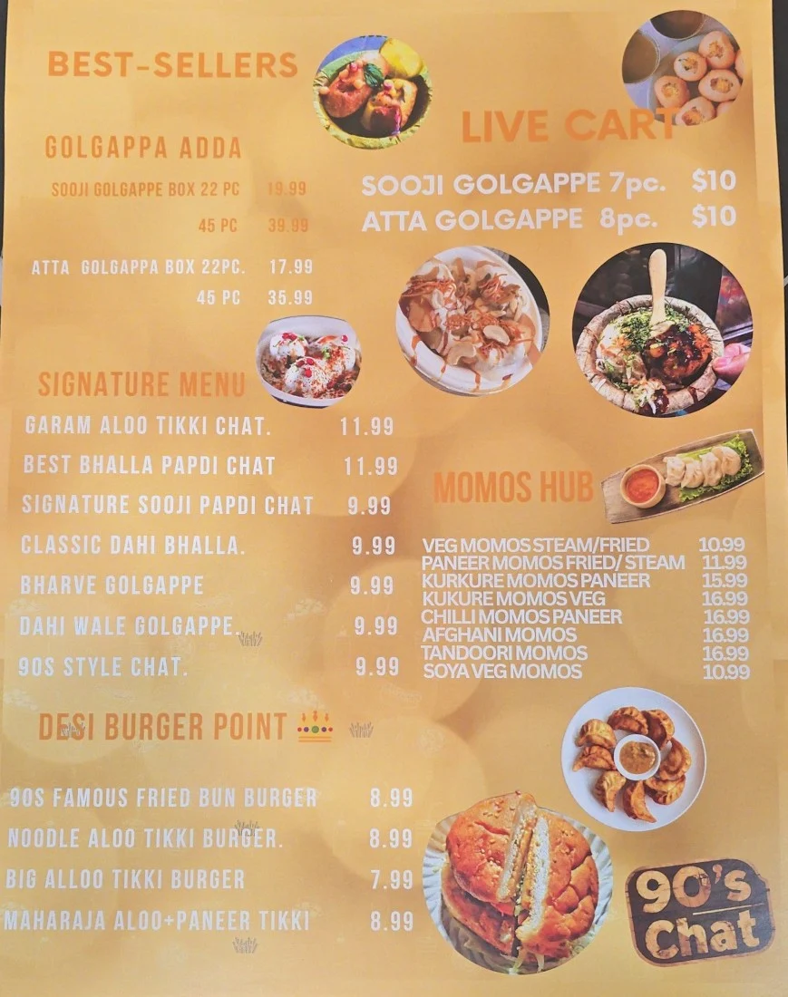 Menu, 90s Chat Food Outlet Wanless|| Golgappe