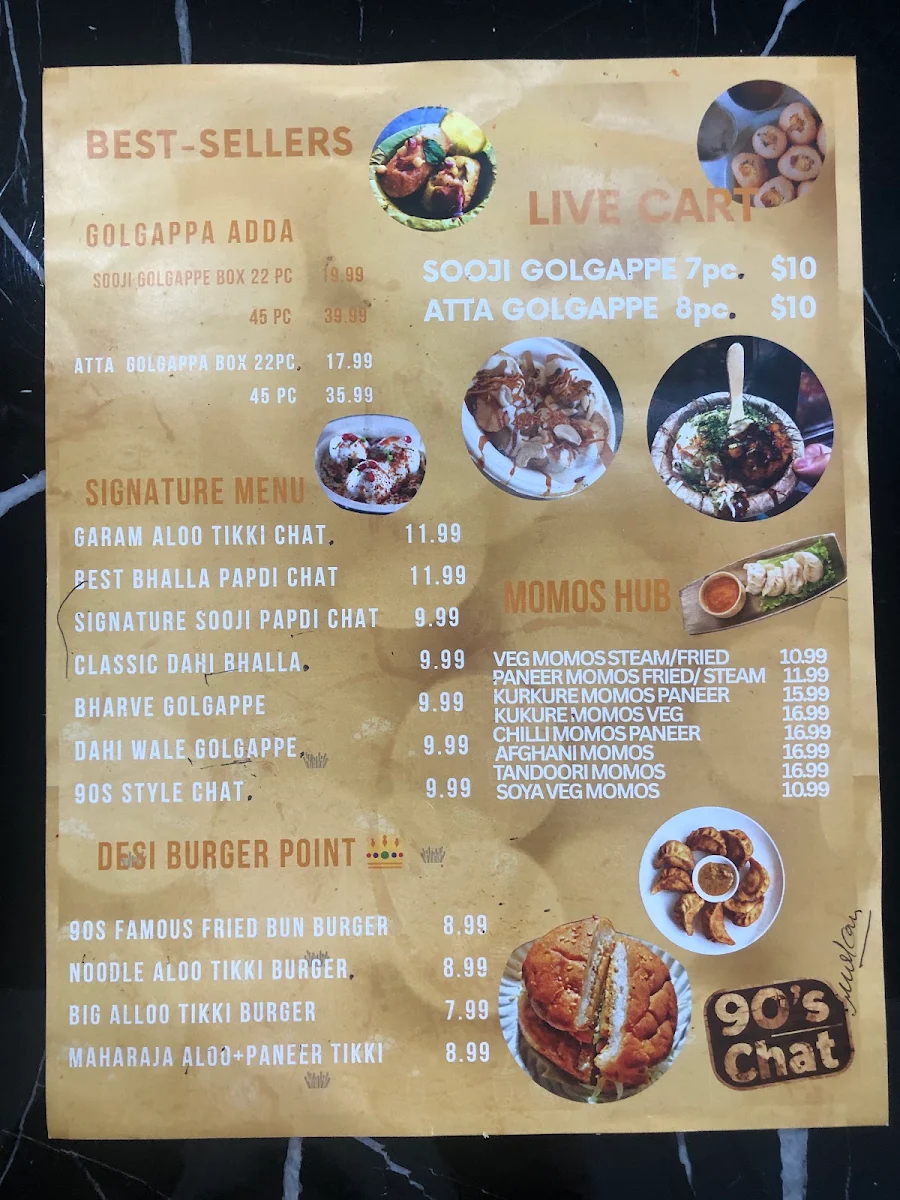 Menu, 90s Chat Food Outlet Wanless|| Golgappe