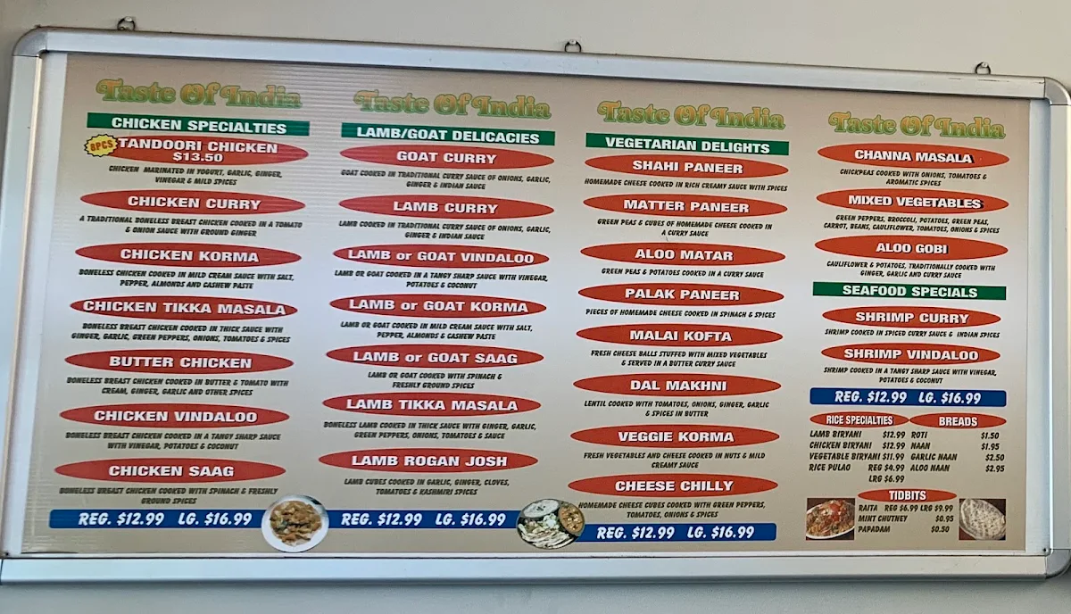 Menu, Parms Pizza Factory Ltd.