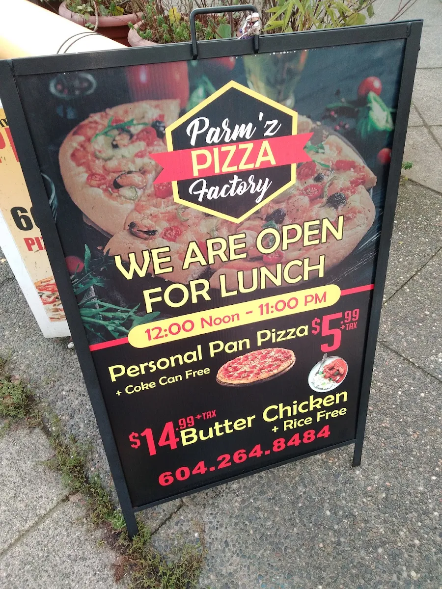 Menu, Parms Pizza Factory Ltd.