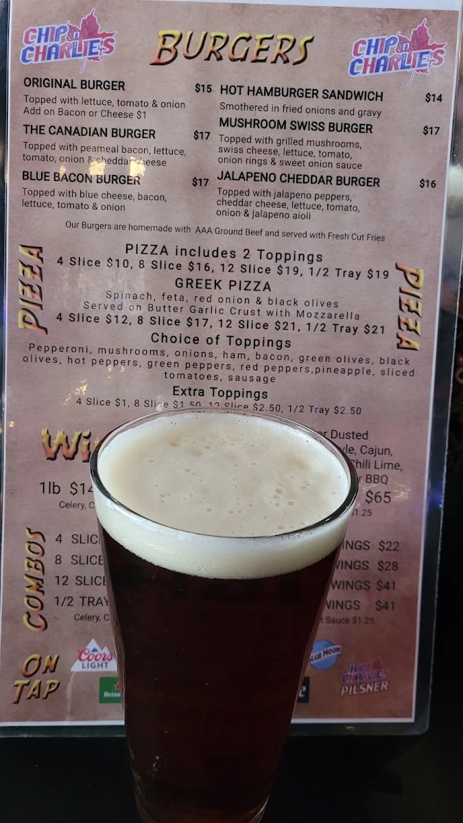 Menu, Chip n Charlie's Eatery & Bar