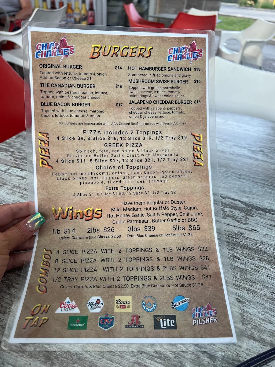 Menu, Chip n Charlie's Eatery & Bar