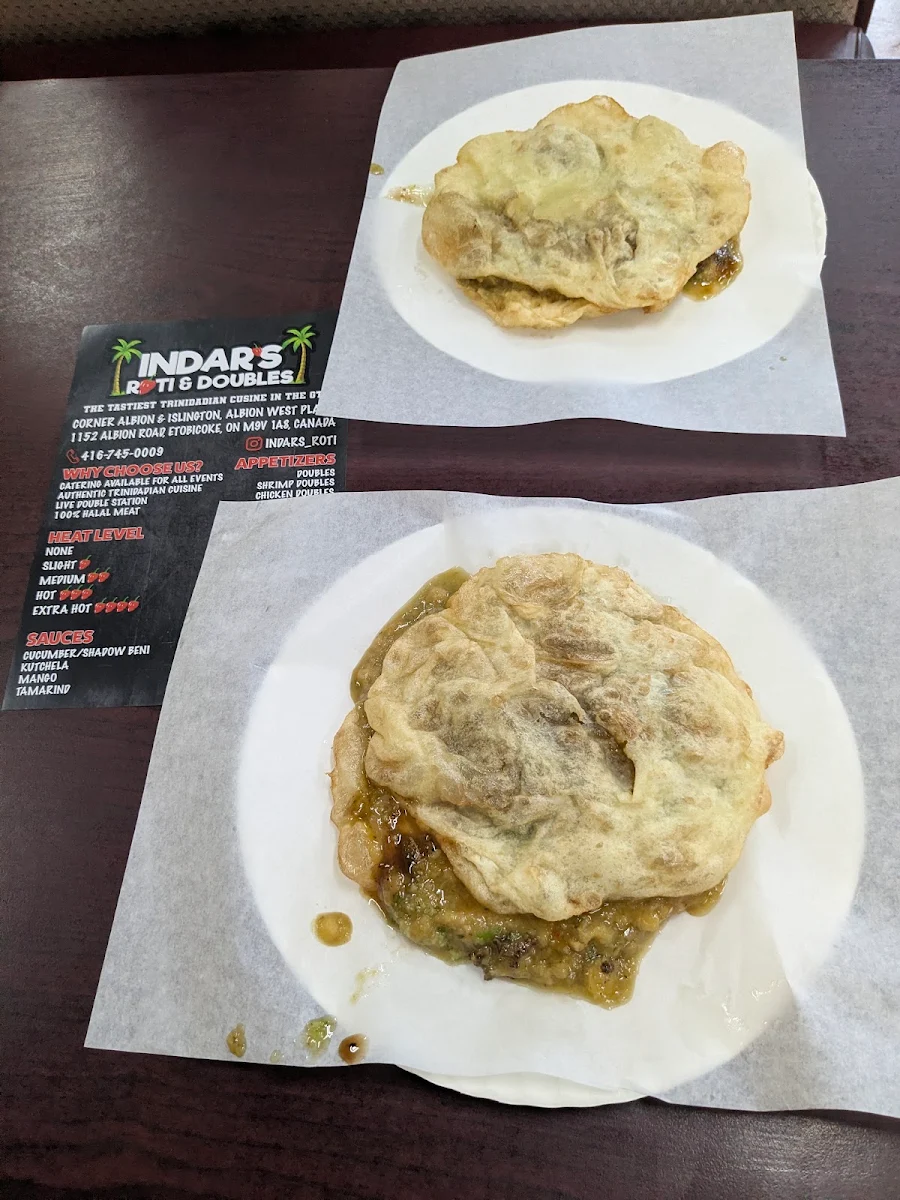 Menu, Indar's Roti & Doubles