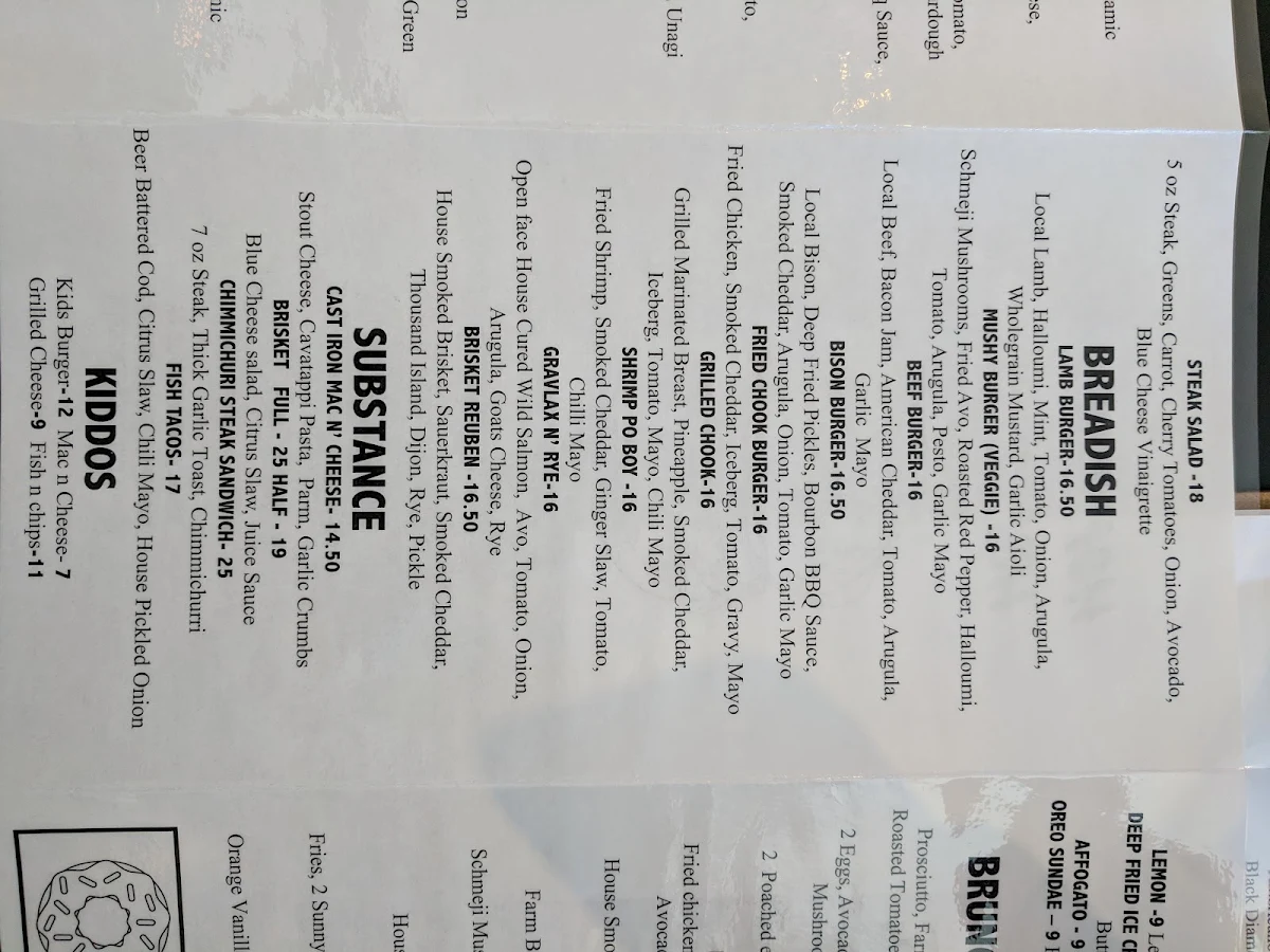 Menu, The Westwood
