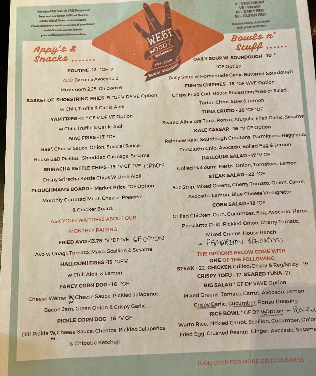 Menu, The Westwood