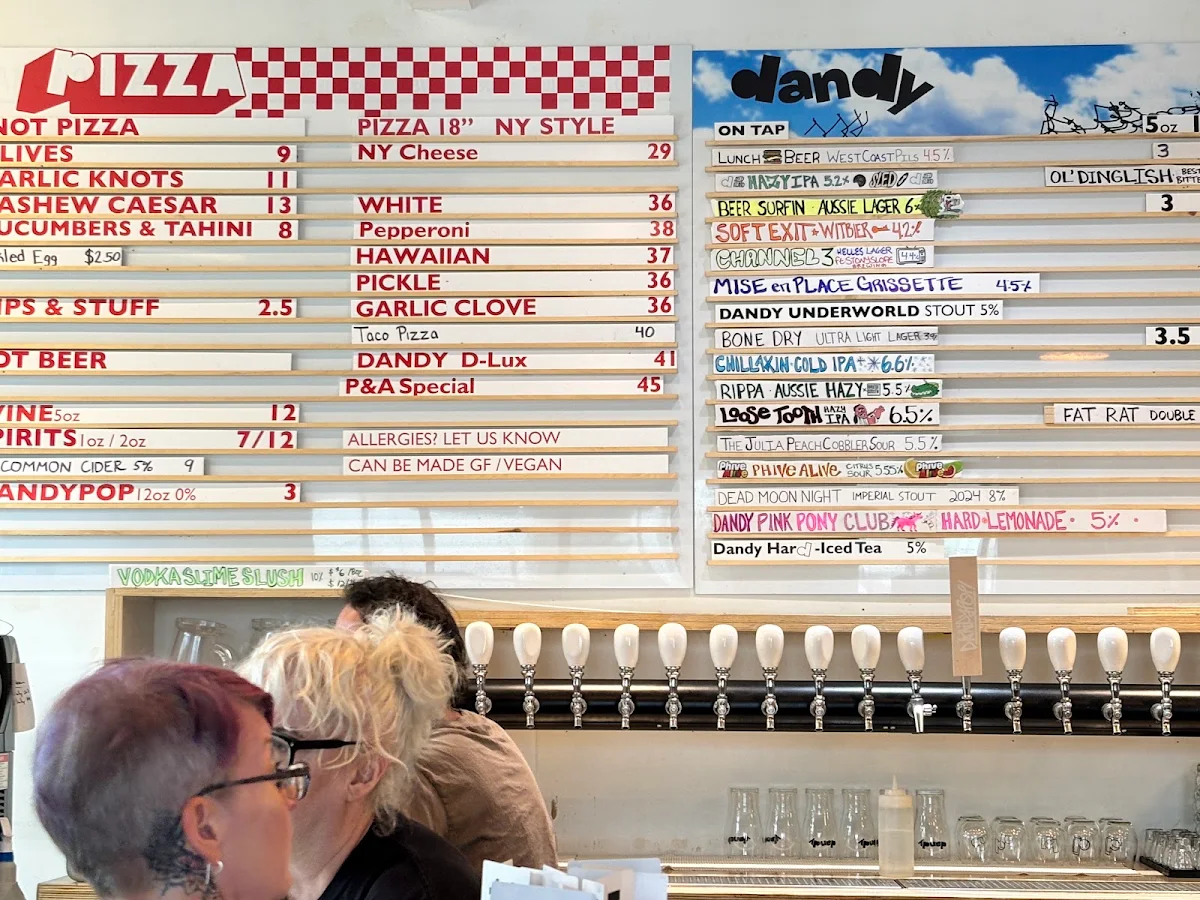 Menu, The Dandy Brewing Company and DandyPizza