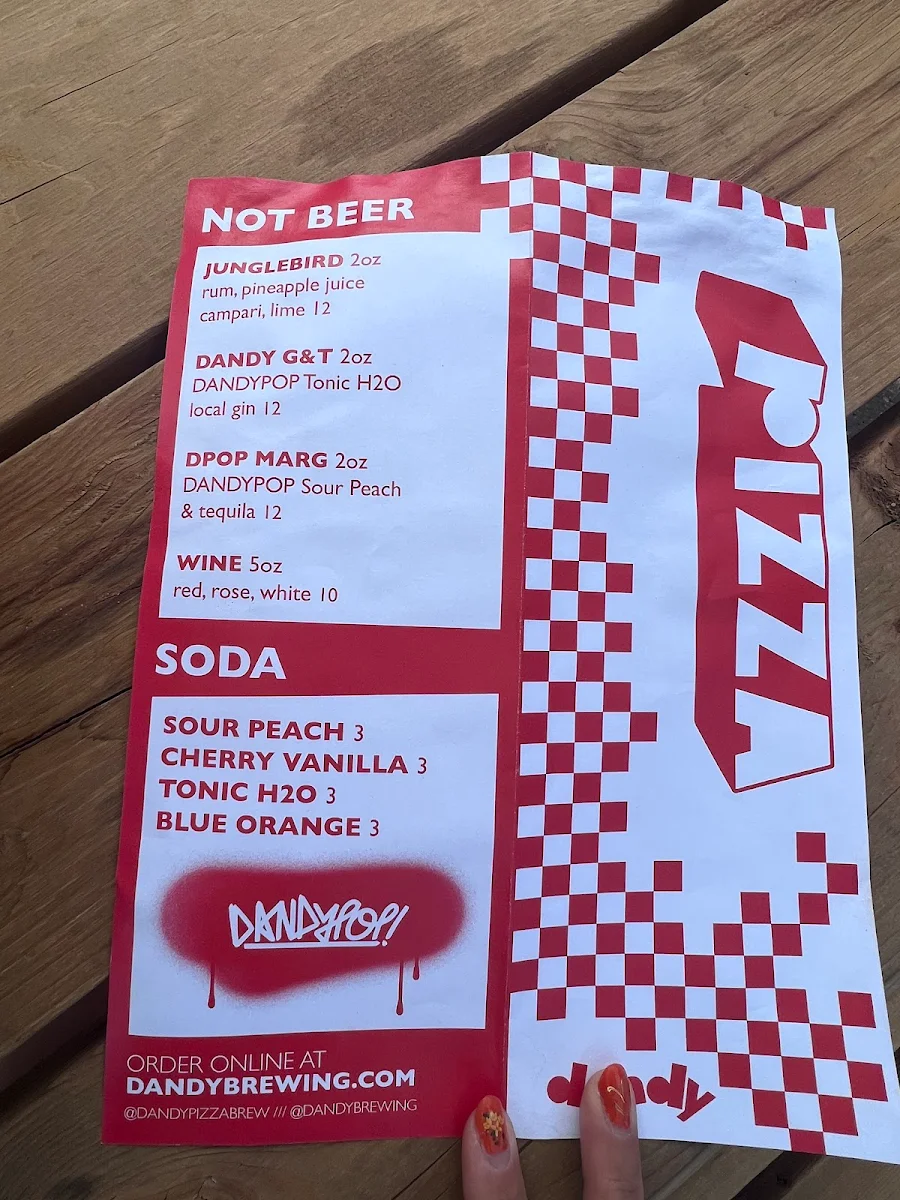 Menu, The Dandy Brewing Company and DandyPizza