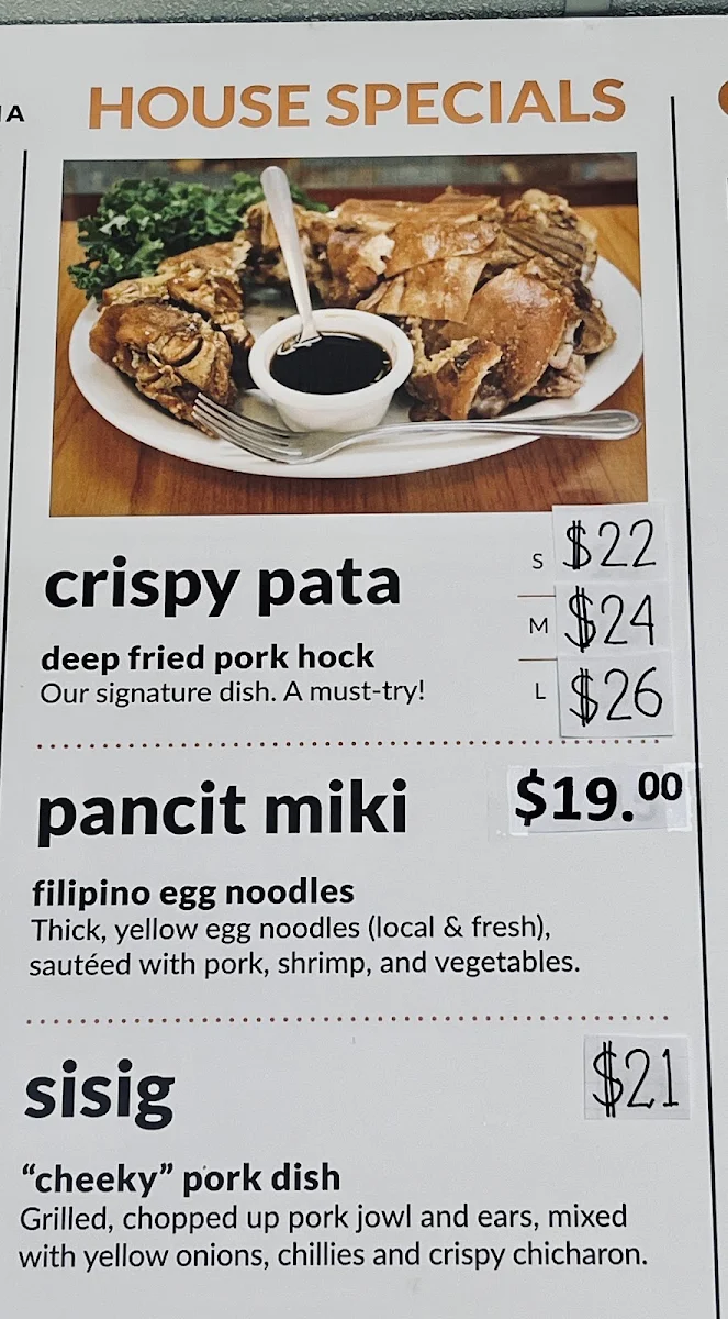 Menu, Hapag Ihaw-Ihaw Restaurant