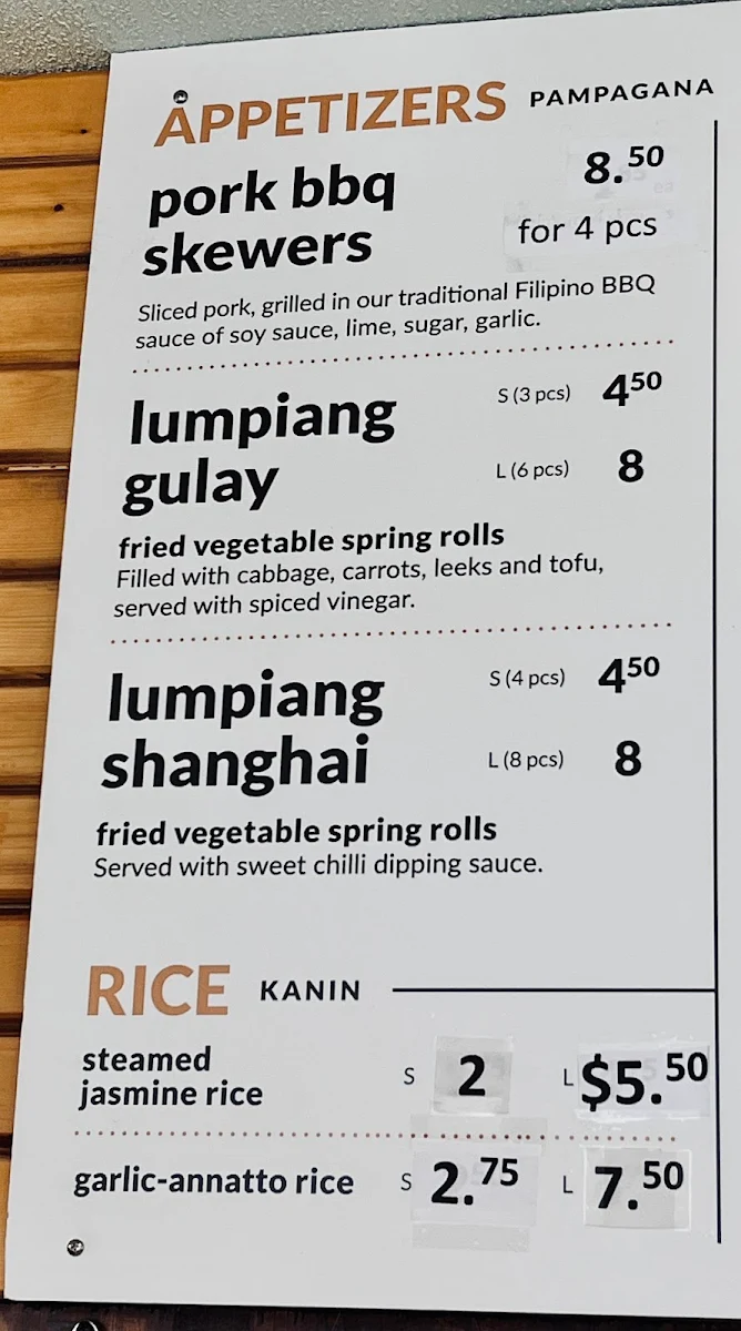Menu, Hapag Ihaw-Ihaw Restaurant
