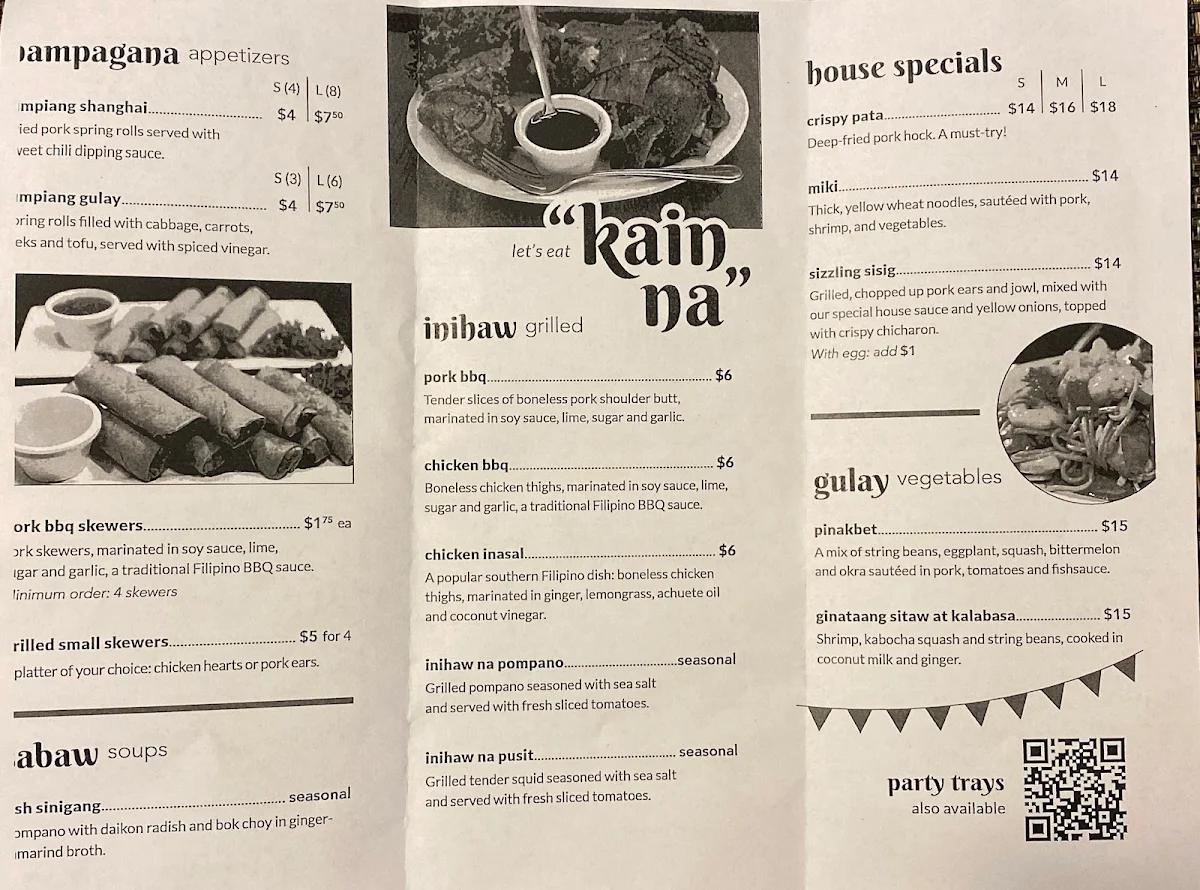 Menu, Hapag Ihaw-Ihaw Restaurant