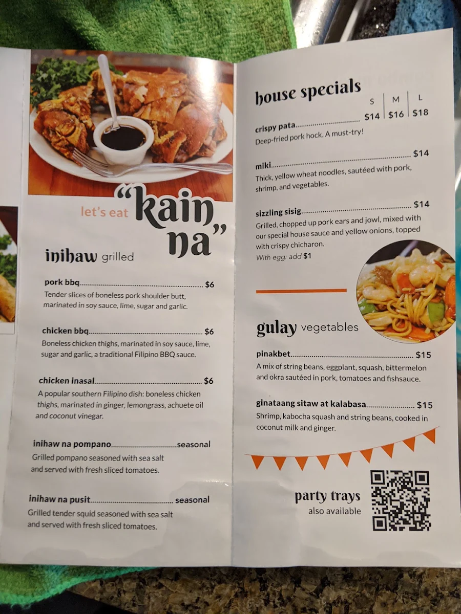 Menu, Hapag Ihaw-Ihaw Restaurant