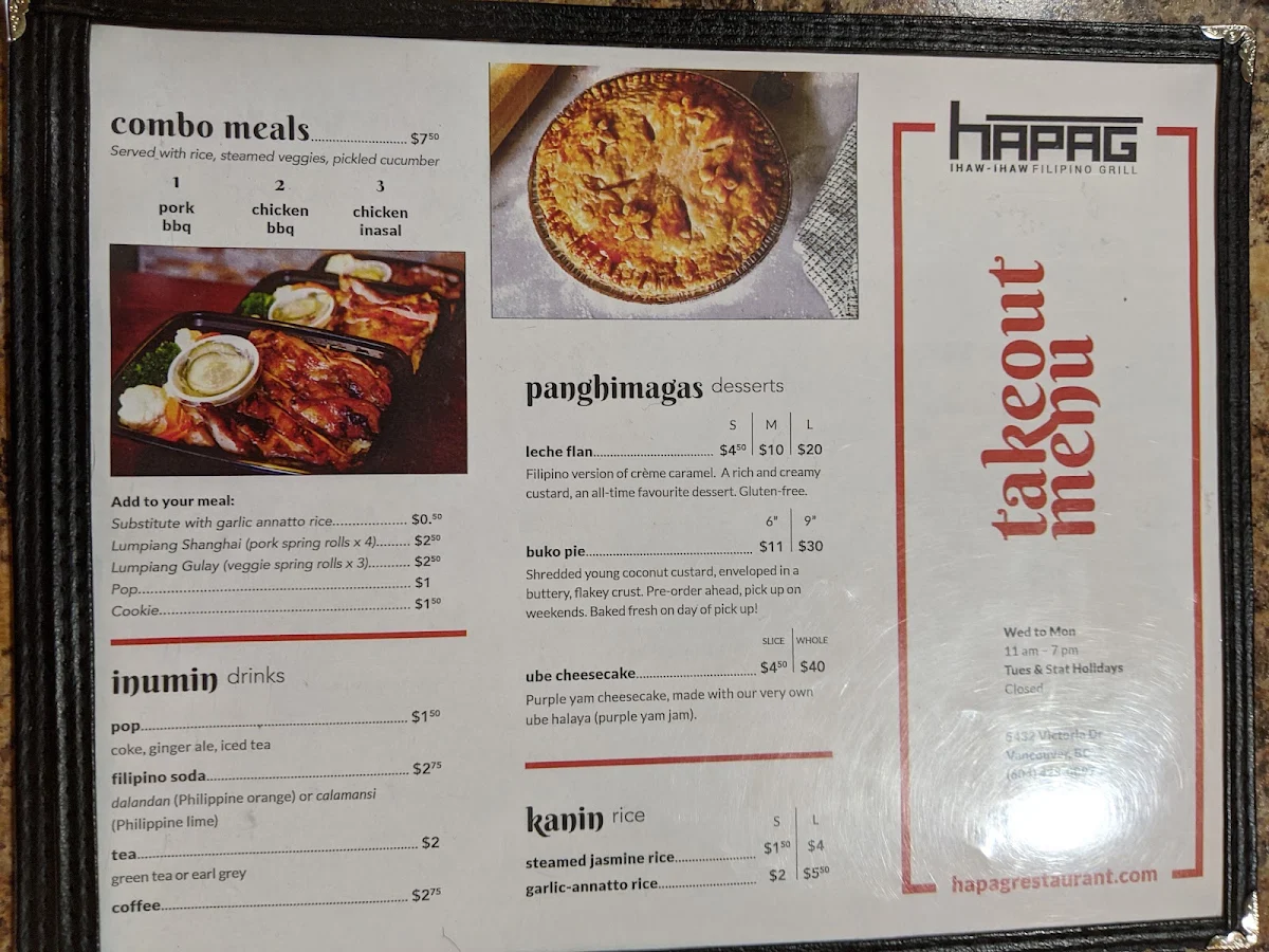 Menu, Hapag Ihaw-Ihaw Restaurant
