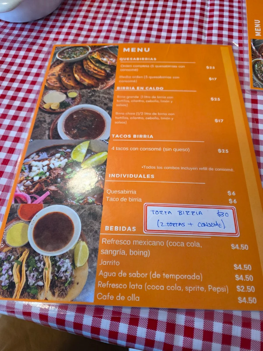 Menu, Ole Ole Mexican Cuisine