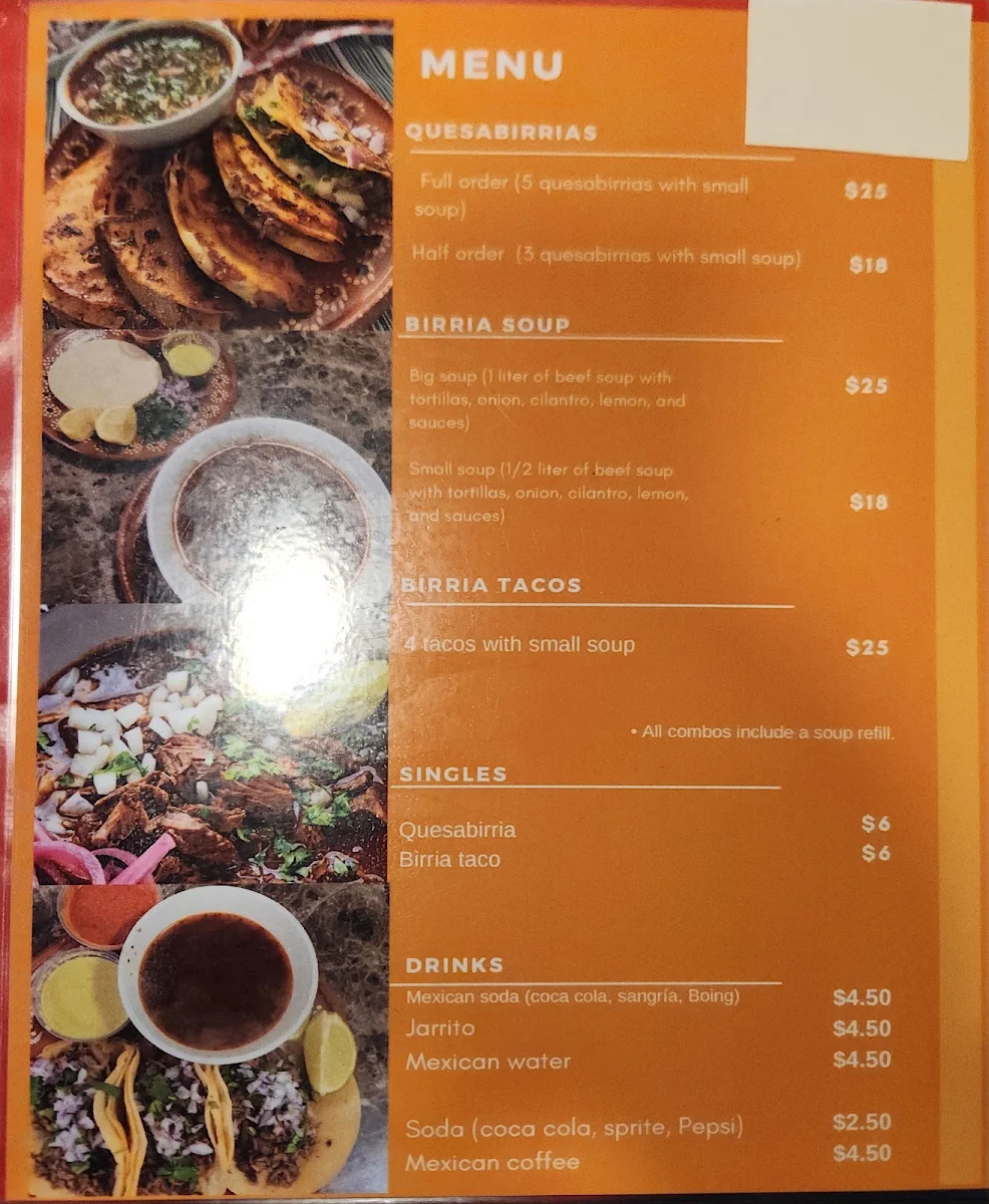 Menu, Ole Ole Mexican Cuisine