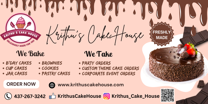 Menu, Krithu’s Cake House