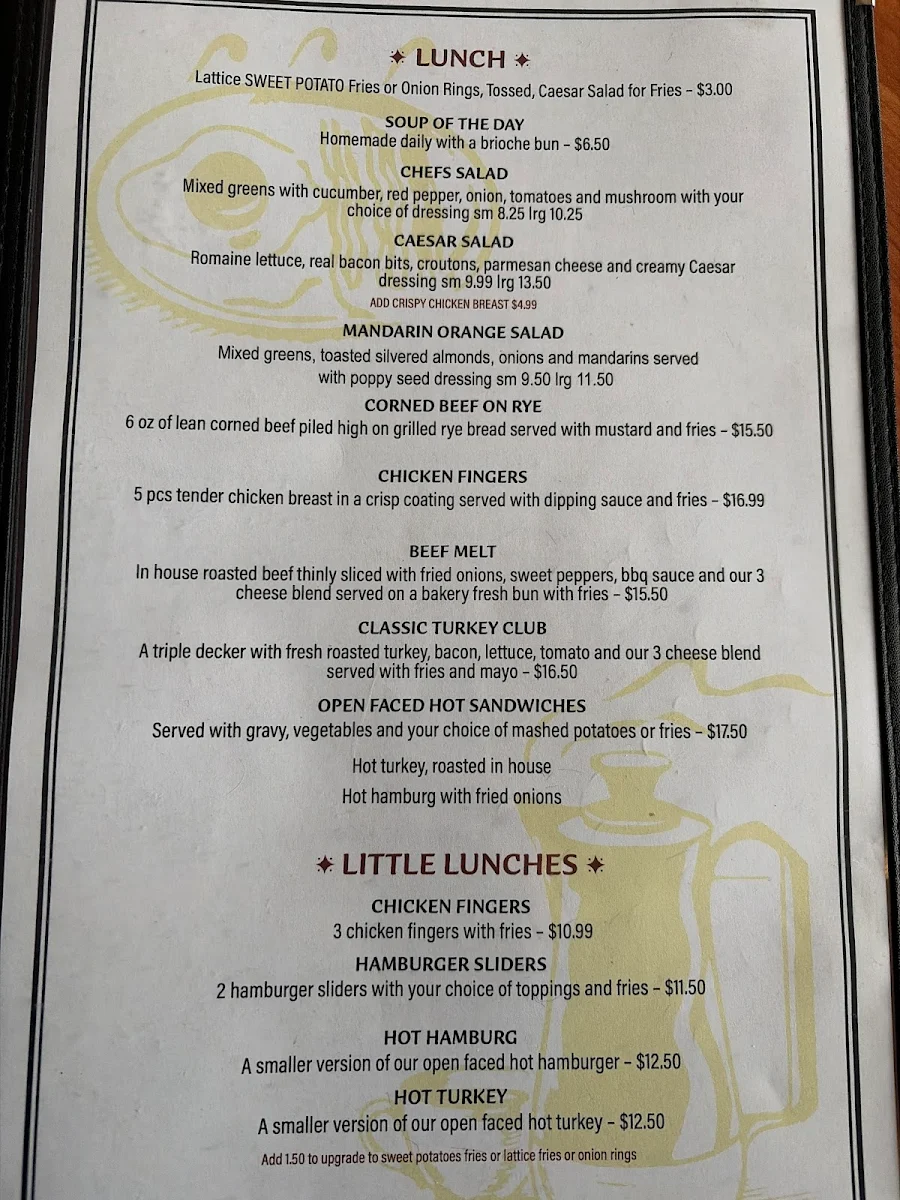 Menu, Shaker's Diner