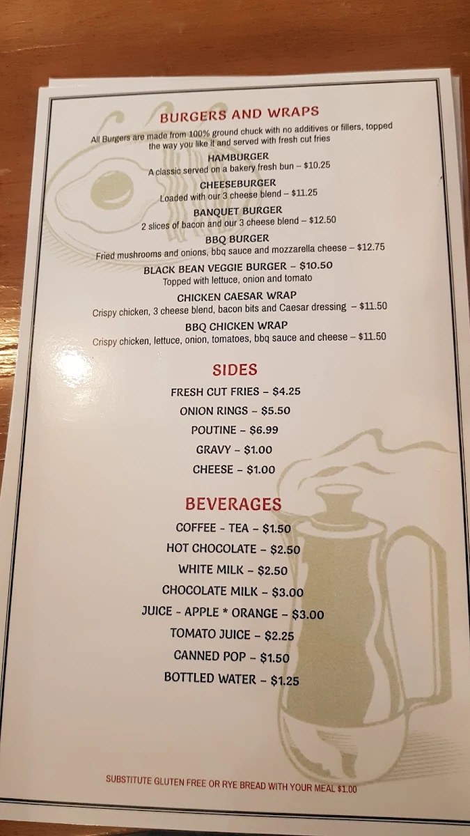Menu, Shaker's Diner