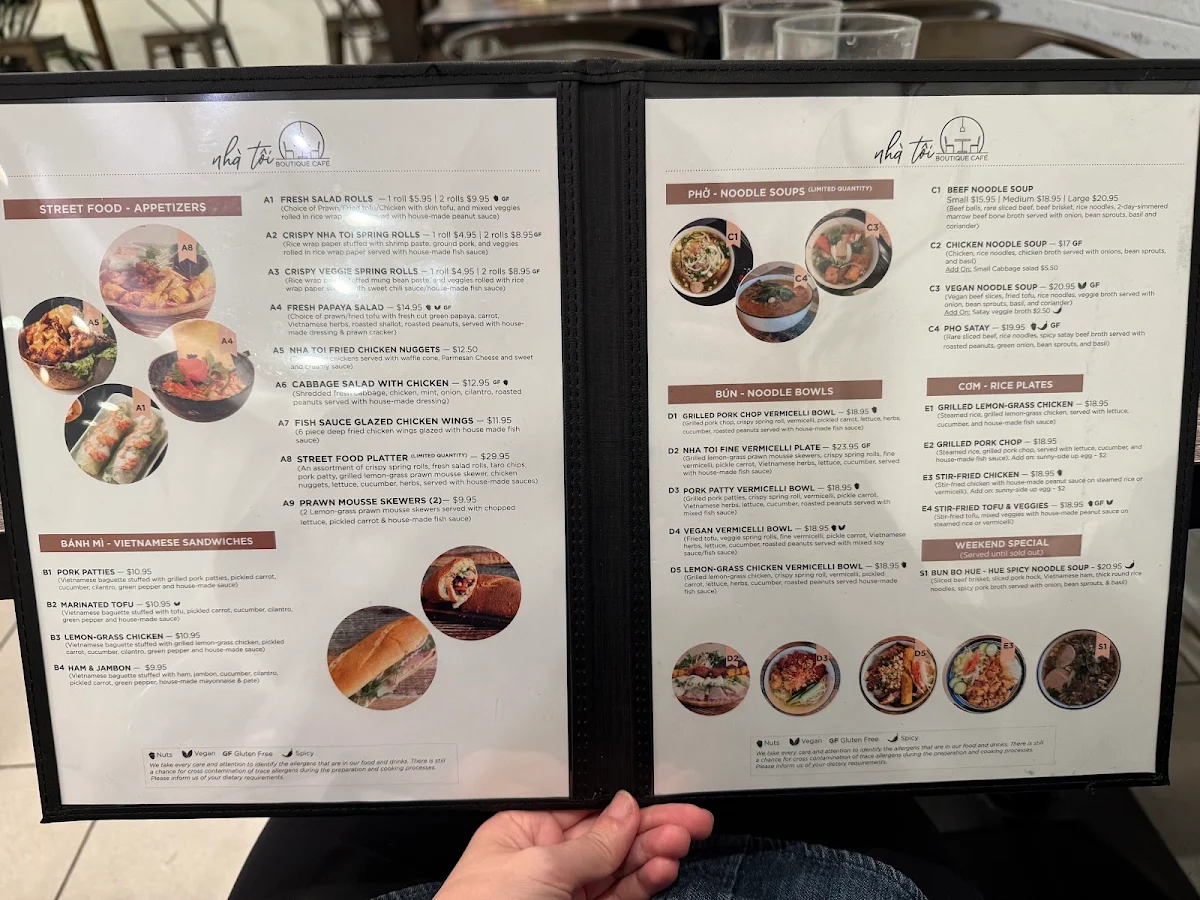 Menu, Nha Toi Boutique Café