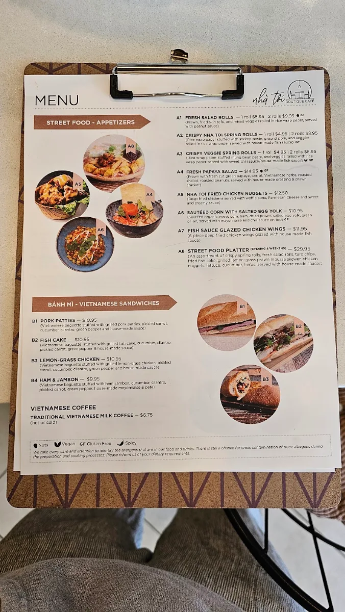 Menu, Nha Toi Boutique Café
