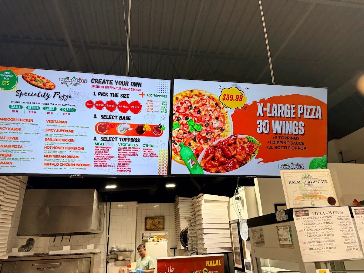 Menu, Pizza Pros