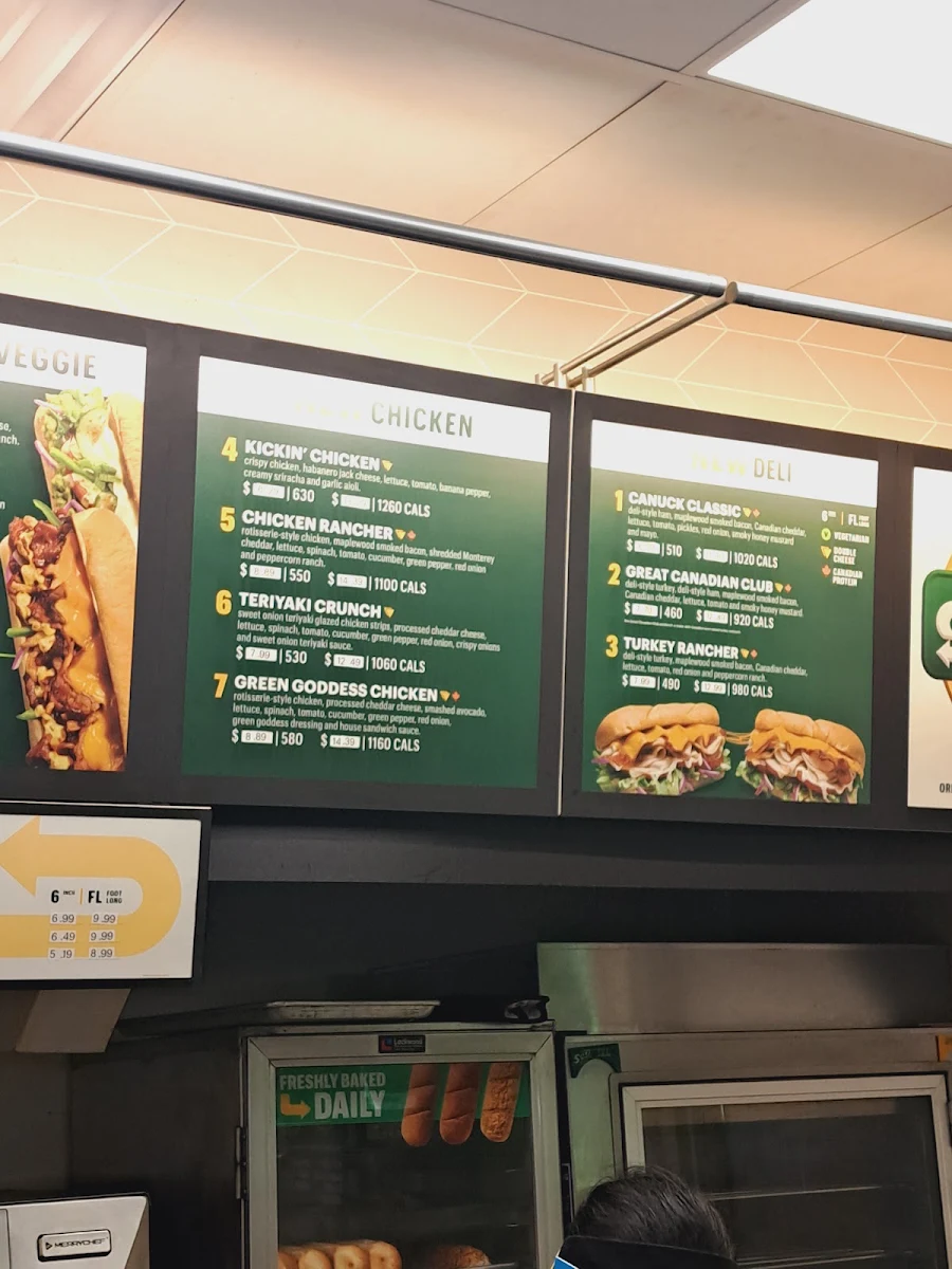 Menu, Subway