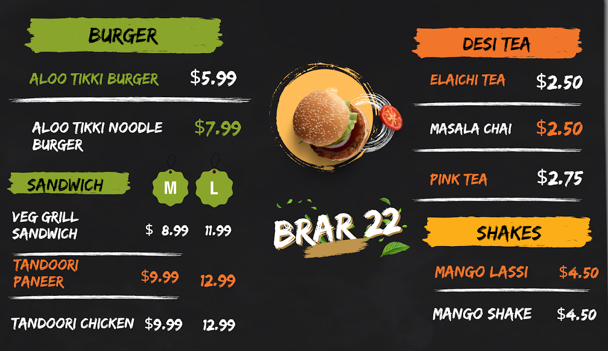 Menu, B22 - Brar 22 Pizza Niagara Falls