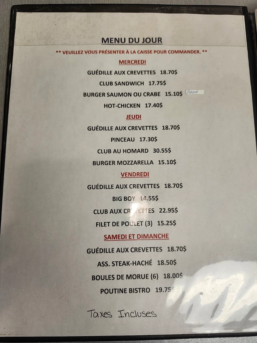 Menu, Bistro of the Captain