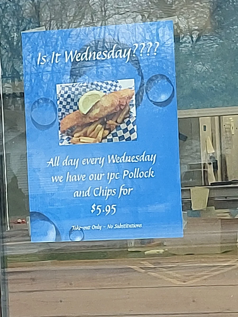 Menu, Beamsville Fish And Chips