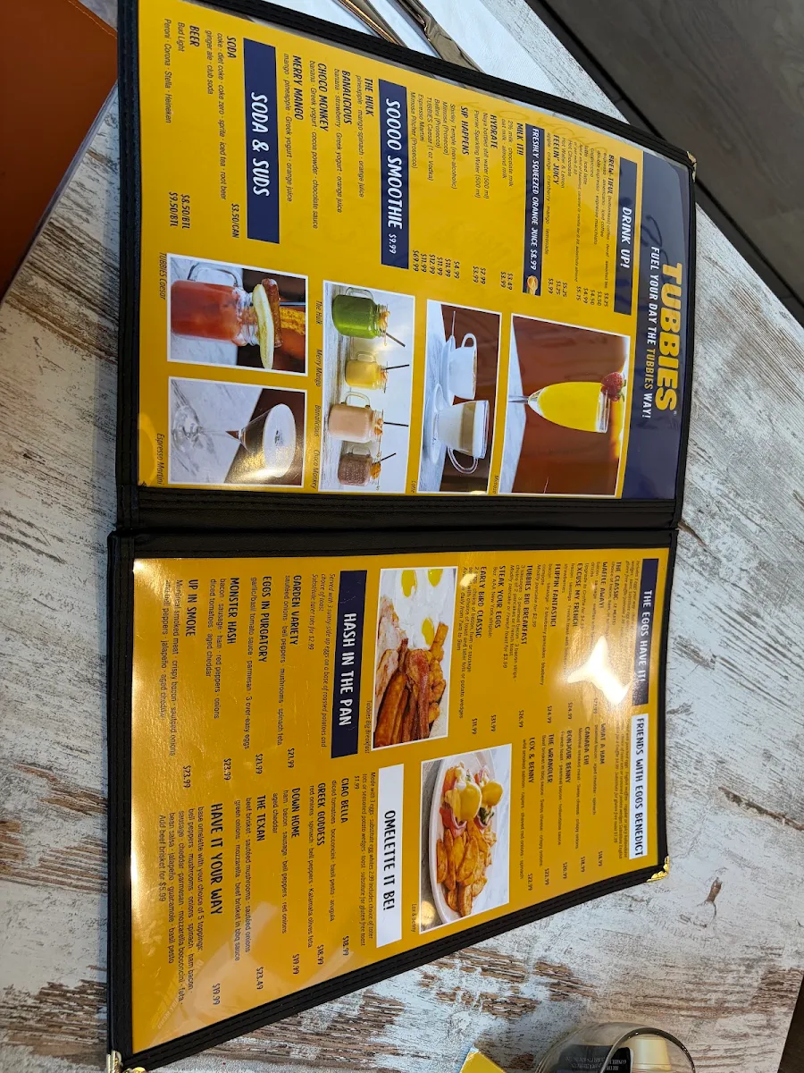 Menu, Tubbies Big Breakfast Lunch & Dairy Bar - Barrie