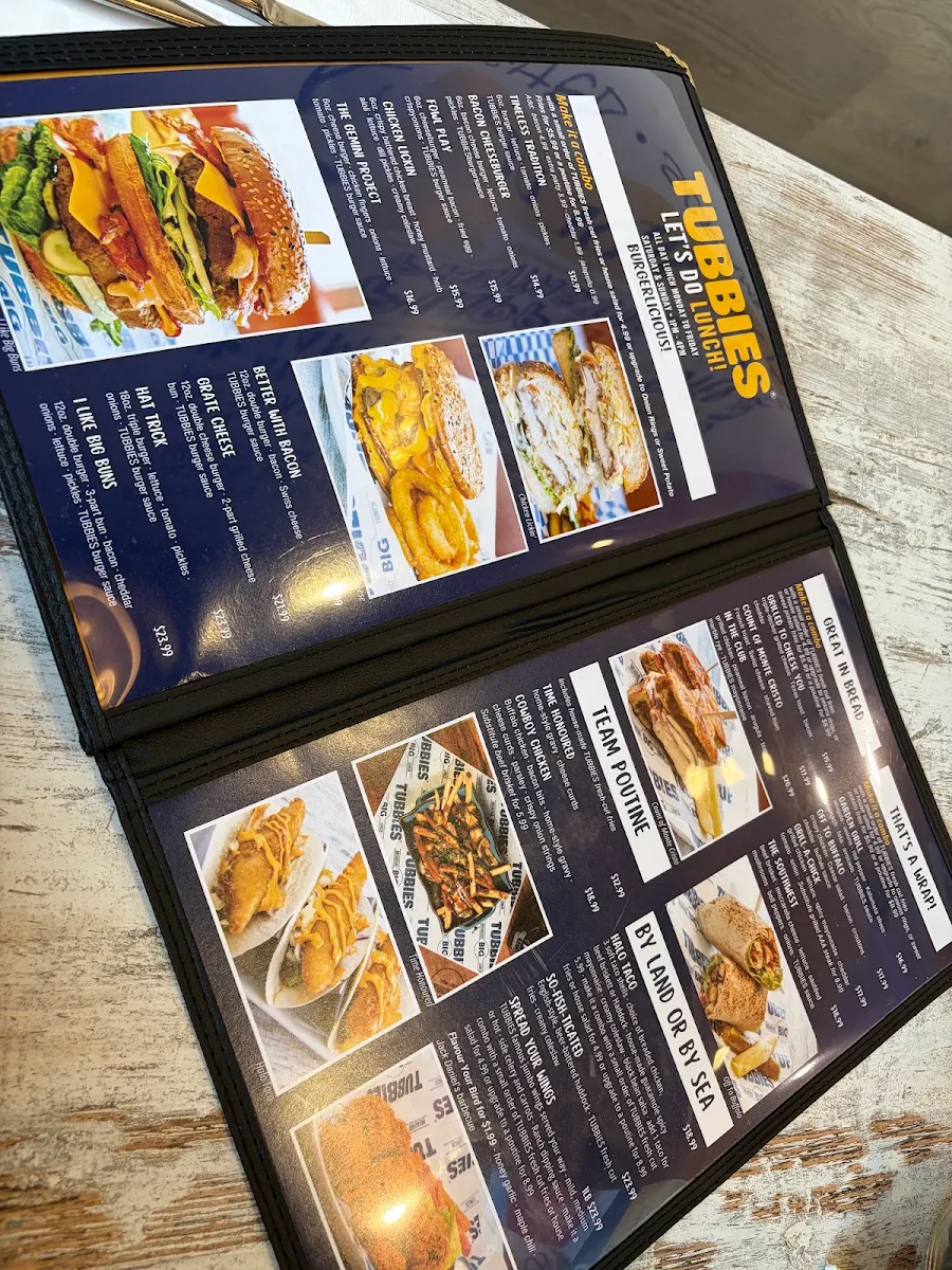 Menu, Tubbies Big Breakfast Lunch & Dairy Bar - Barrie