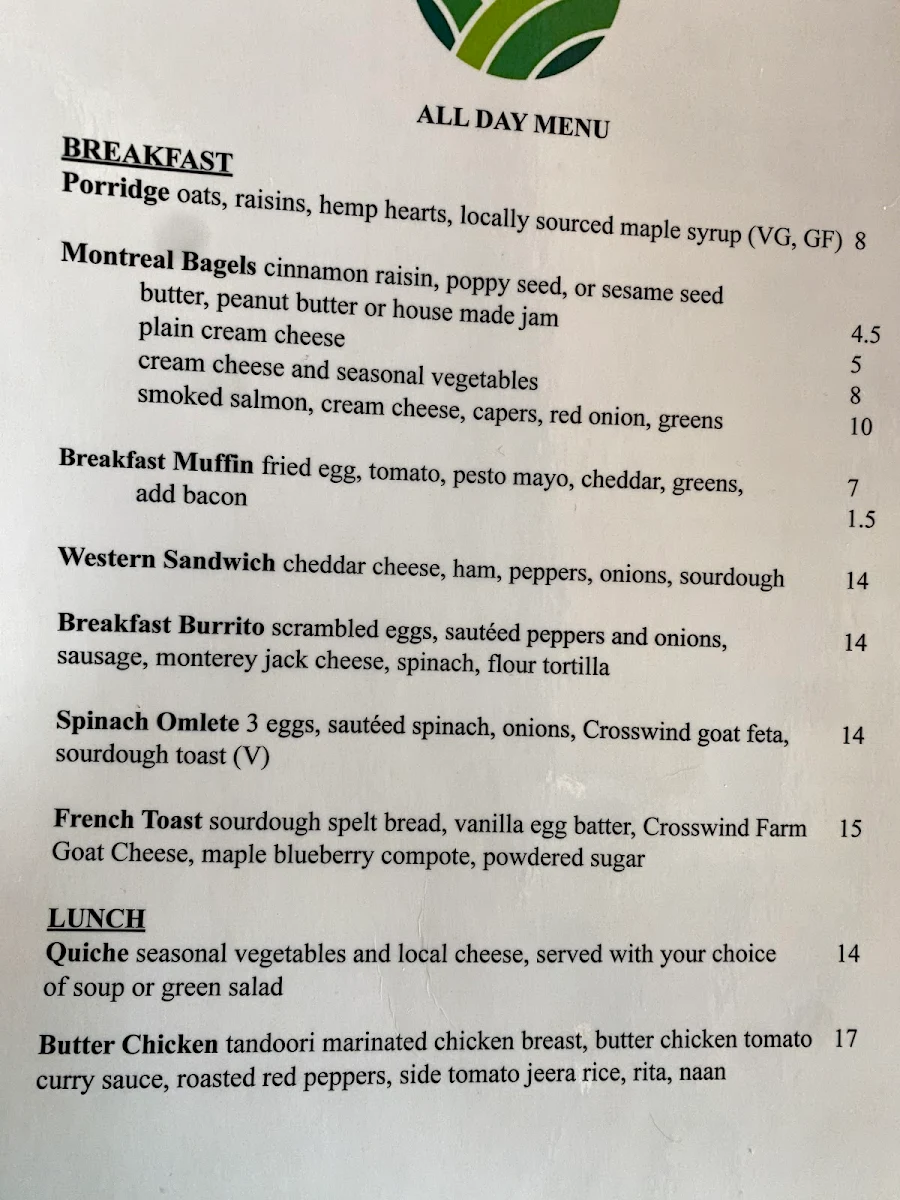 Menu, Lola's Cafe