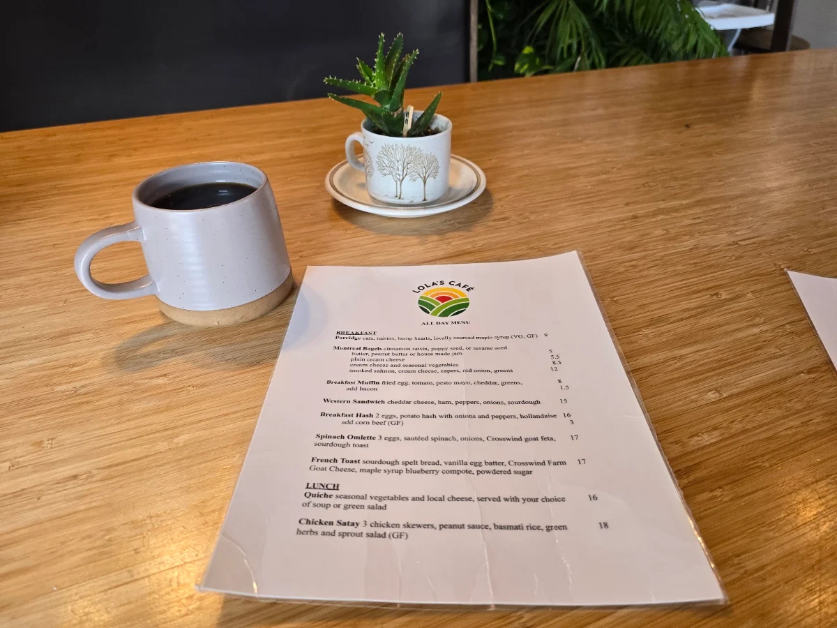 Menu, Lola's Cafe