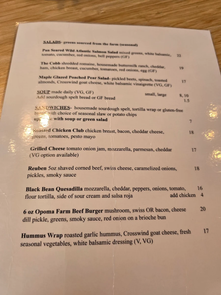 Menu, Lola's Cafe