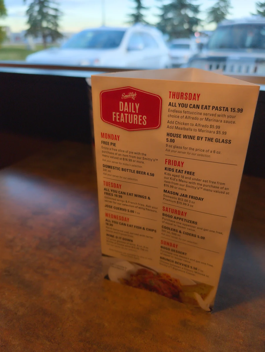 Menu, Smitty's Restaurant & Lounge - Spruce Grove