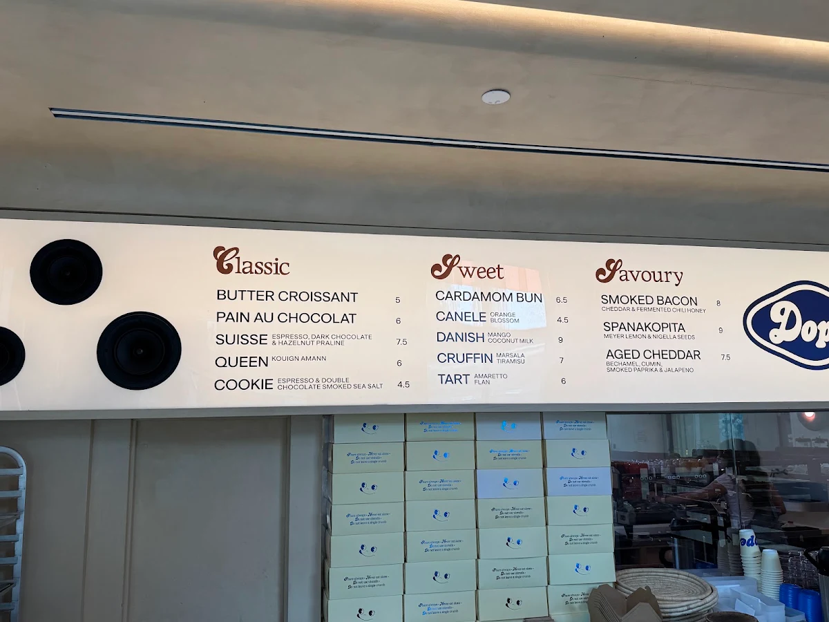 Menu, Dope Bakehouse