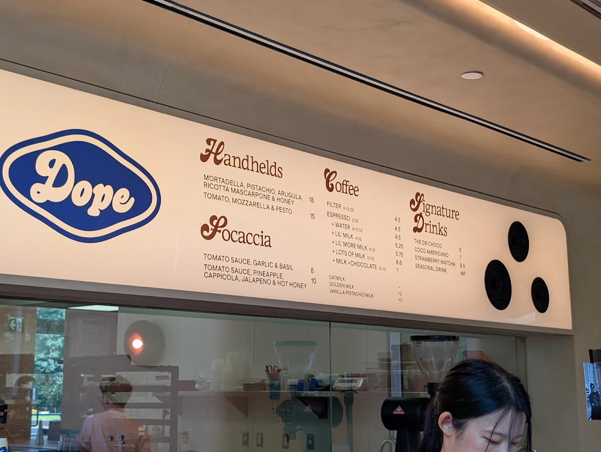 Menu, Dope Bakehouse
