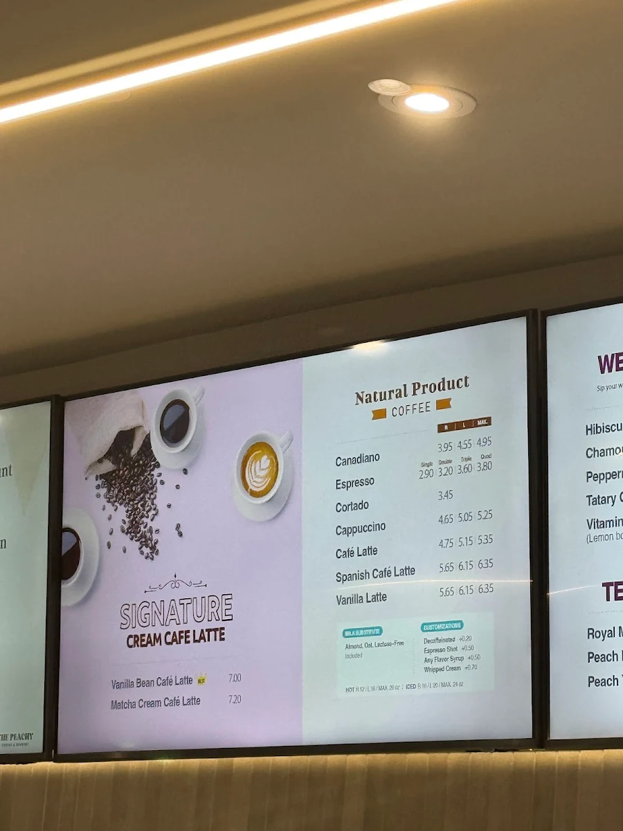 Menu, The Peachy (Downtown)