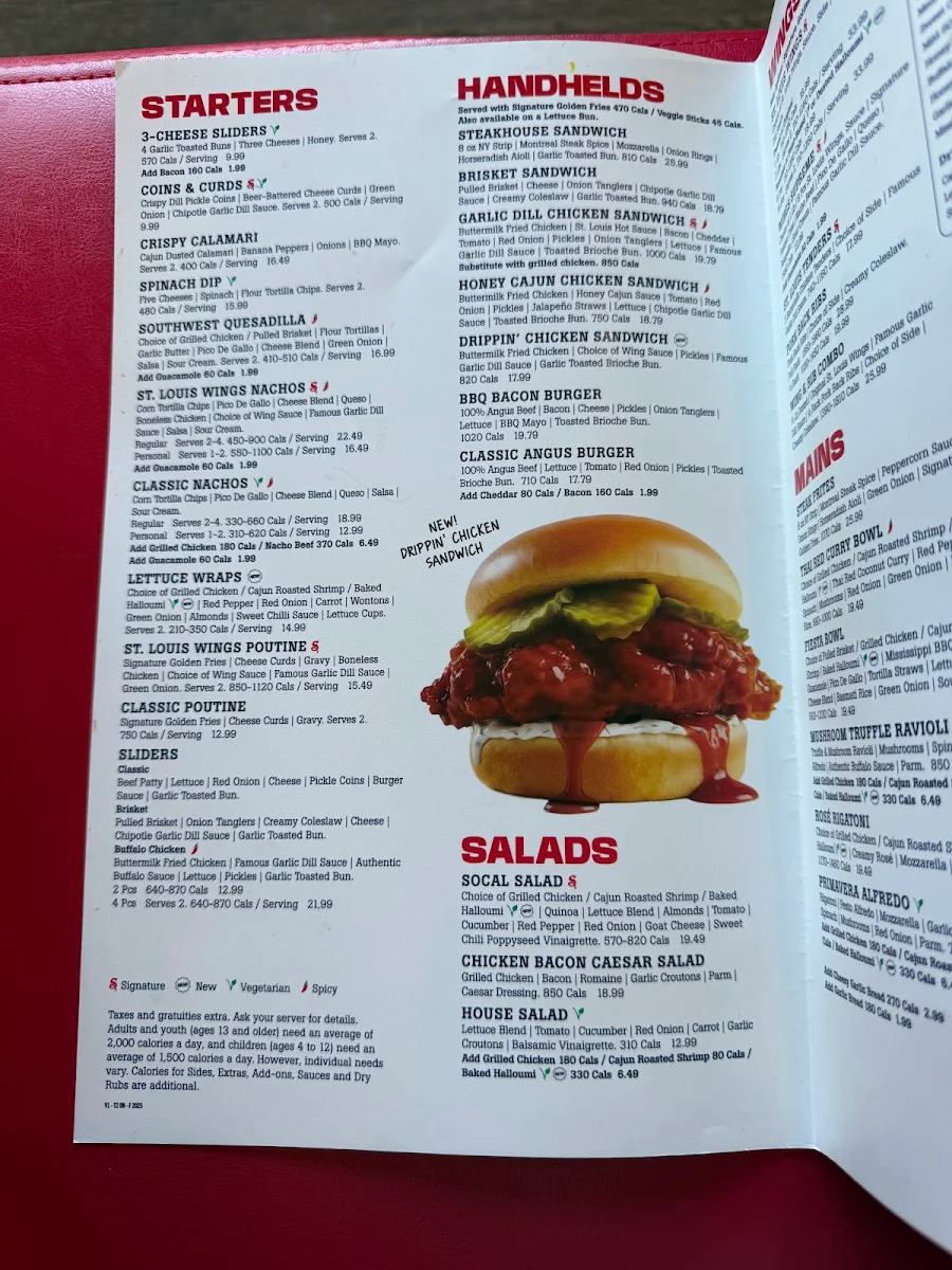 Menu, St. Louis Bar & Grill