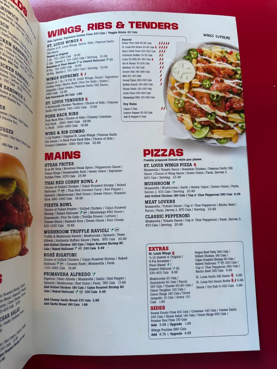 Menu, St. Louis Bar & Grill