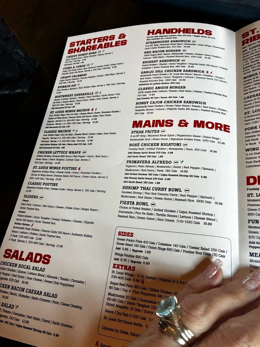Menu, St. Louis Bar & Grill