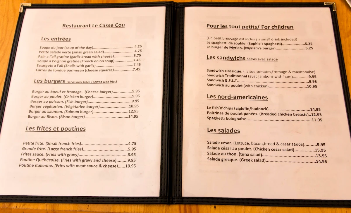 Menu, Casse-Cou