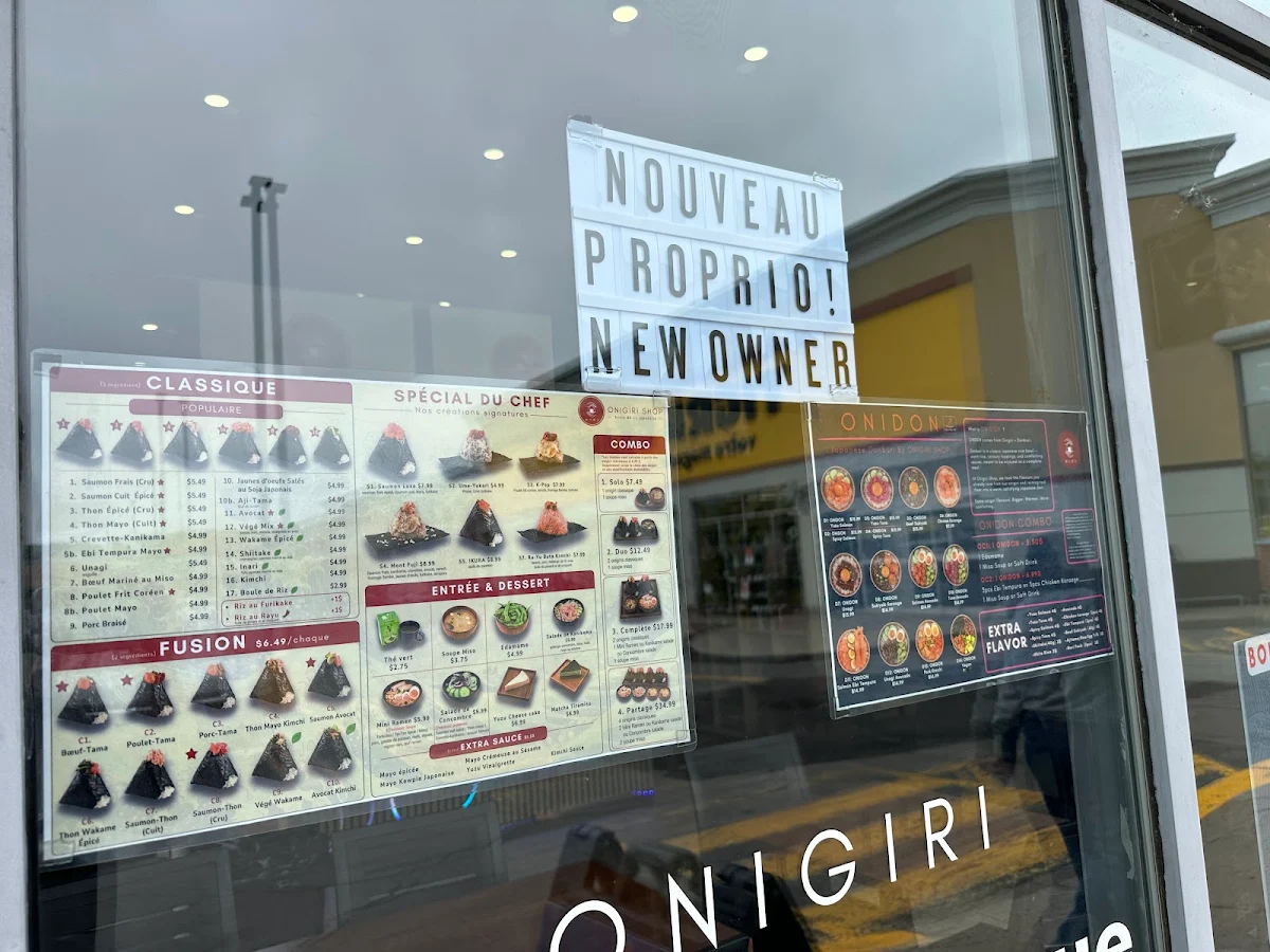 Menu, Onigiri Shop (Île-Perrot)