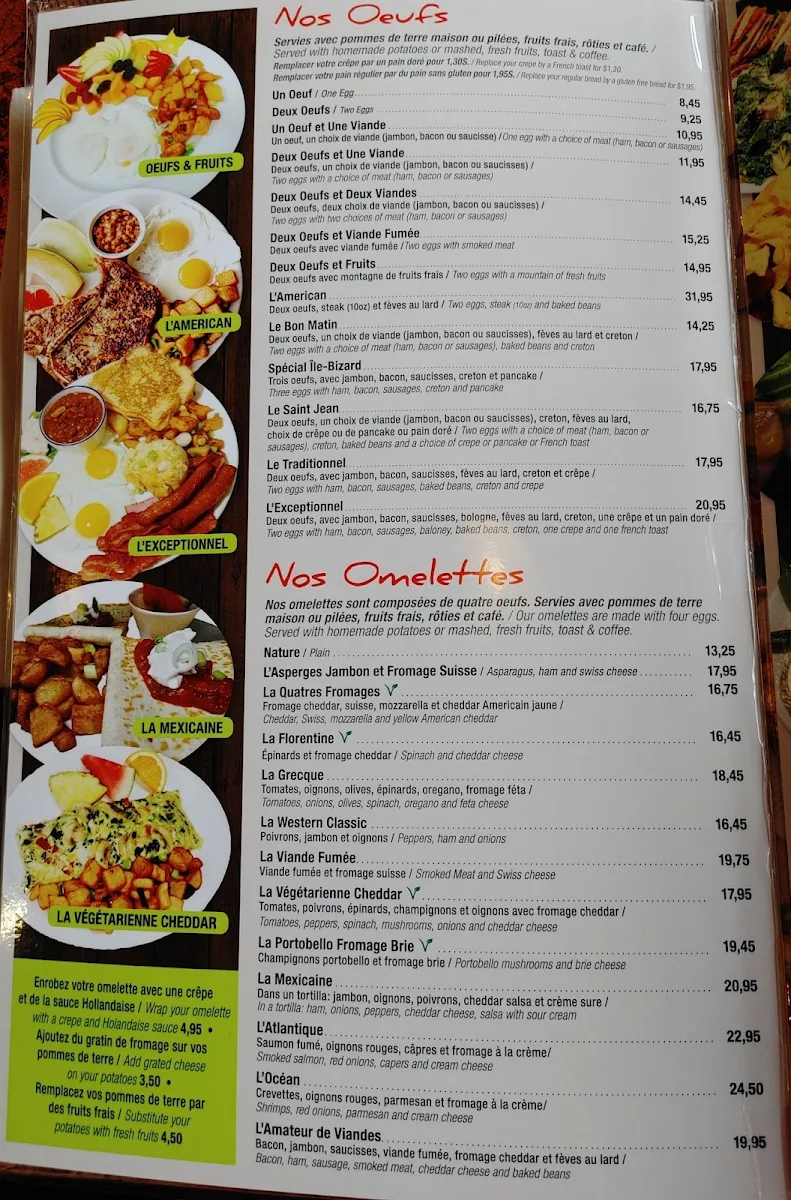 Menu, Omelette Et Cie