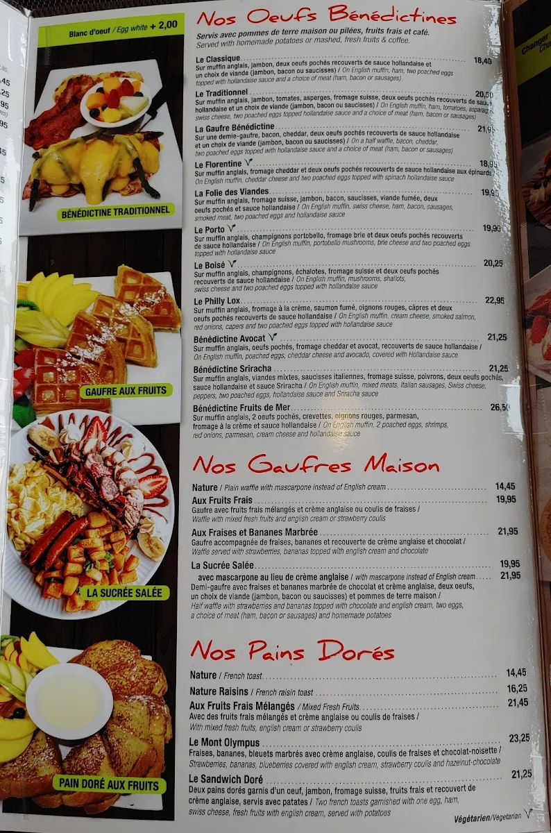 Menu, Omelette Et Cie