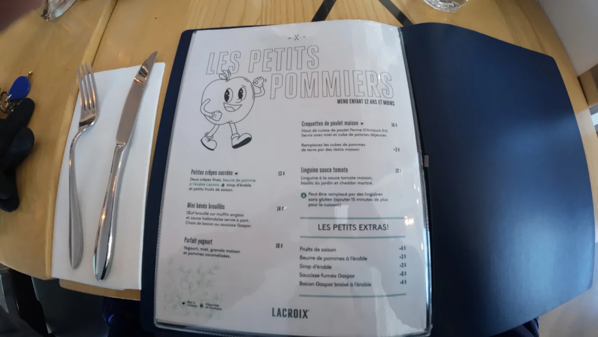 Menu, Cidrerie Lacroix