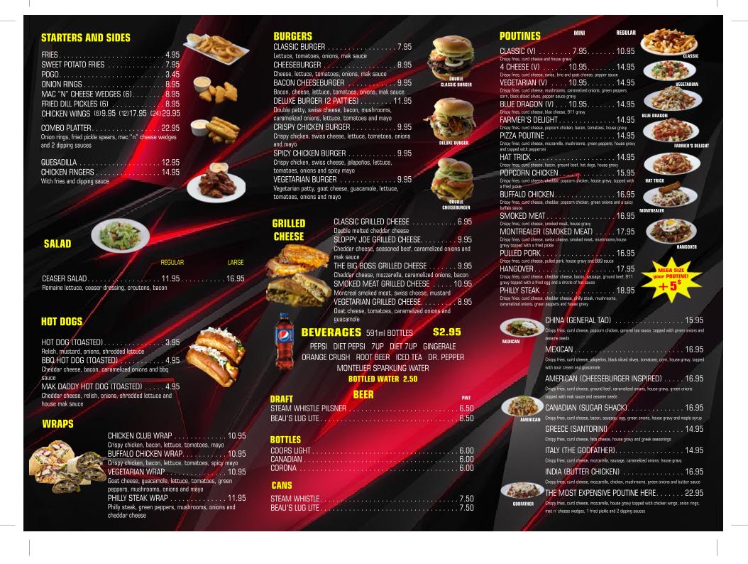Menu, POUTINEVILLE TRENTON
