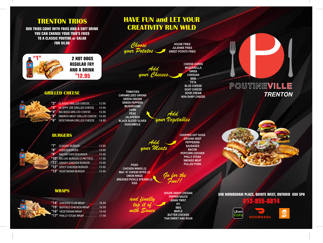 Menu, POUTINEVILLE TRENTON