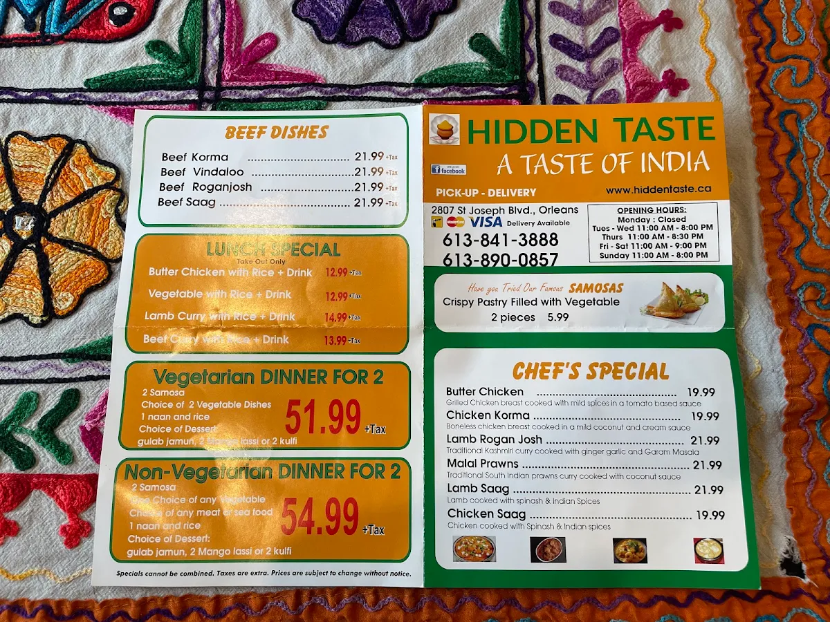 Menu, Hidden Taste