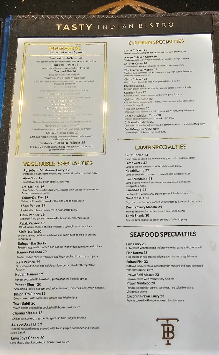 Menu, Tasty Indian Bistro | Delta/Surrey