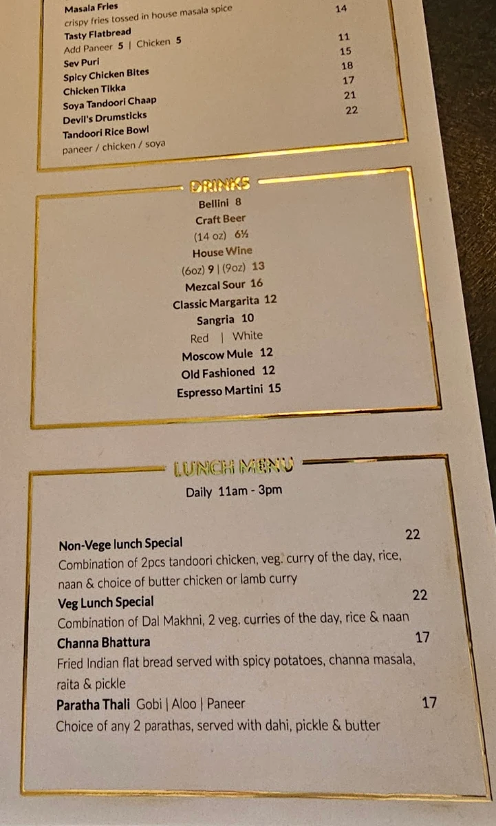 Menu, Tasty Indian Bistro | Delta/Surrey